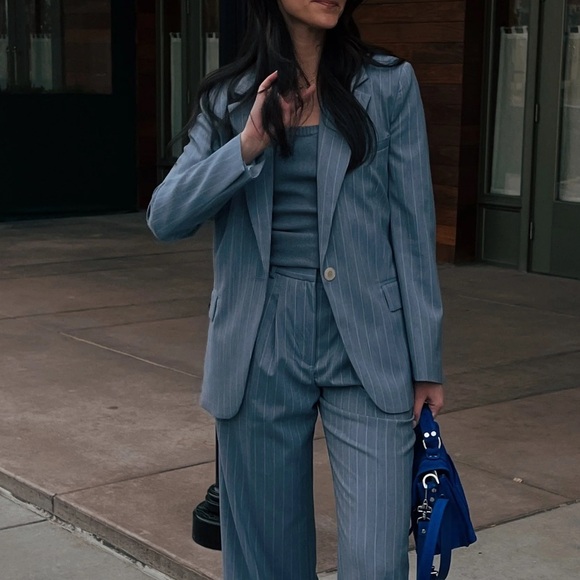MAYSON the label Striped Boyfriend Blazer - Picture 1 of 6